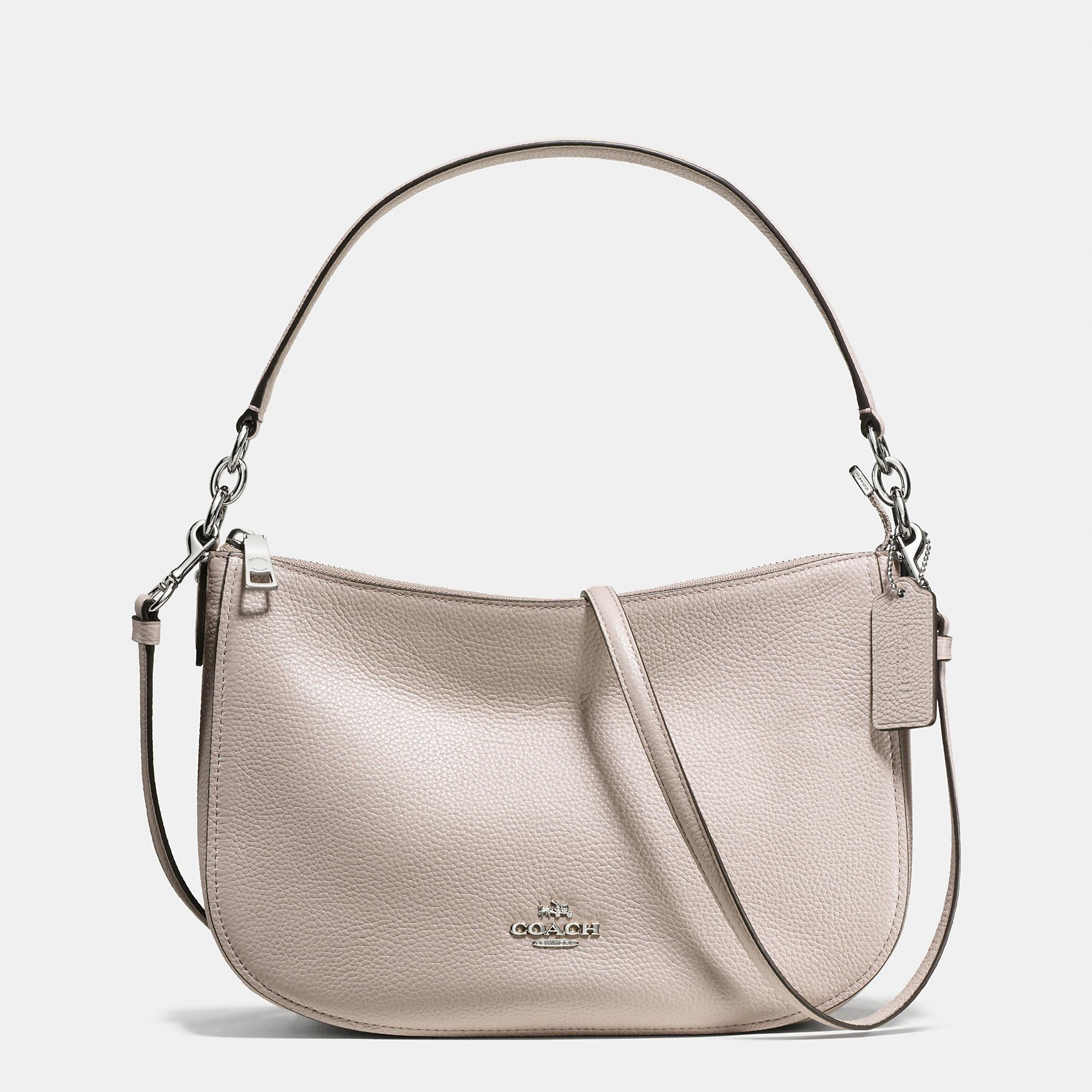 COACH Chelsea Crossbody In Pebble Leather in Gray Lyst